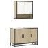Set de muebles de baño 2 pzas madera contrachapada roble