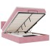 Estructura cama otomana con colchón terciopelo rosa 140x190