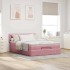 Estructura cama otomana con colchón terciopelo rosa 140x190