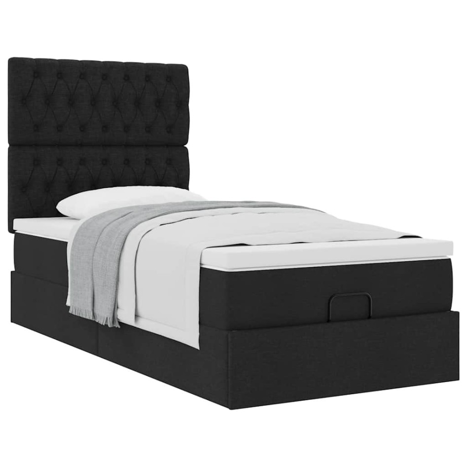 Cama otomana con colchón negra 90x200 cm