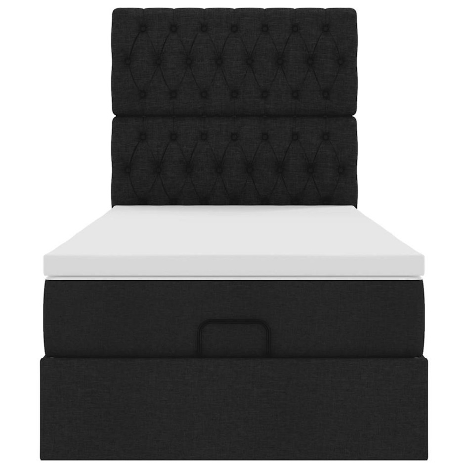 Cama otomana con colchón negra 90x200 cm