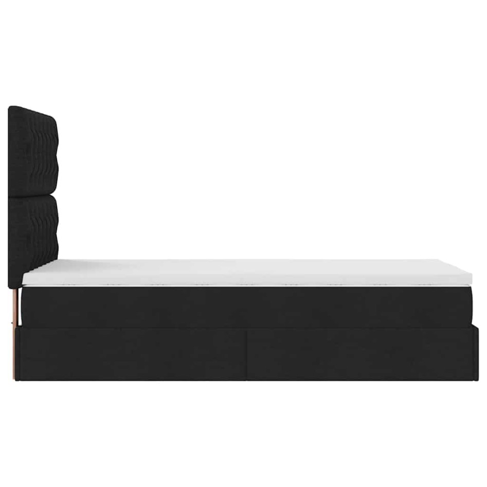 Cama otomana con colchón negra 90x200 cm