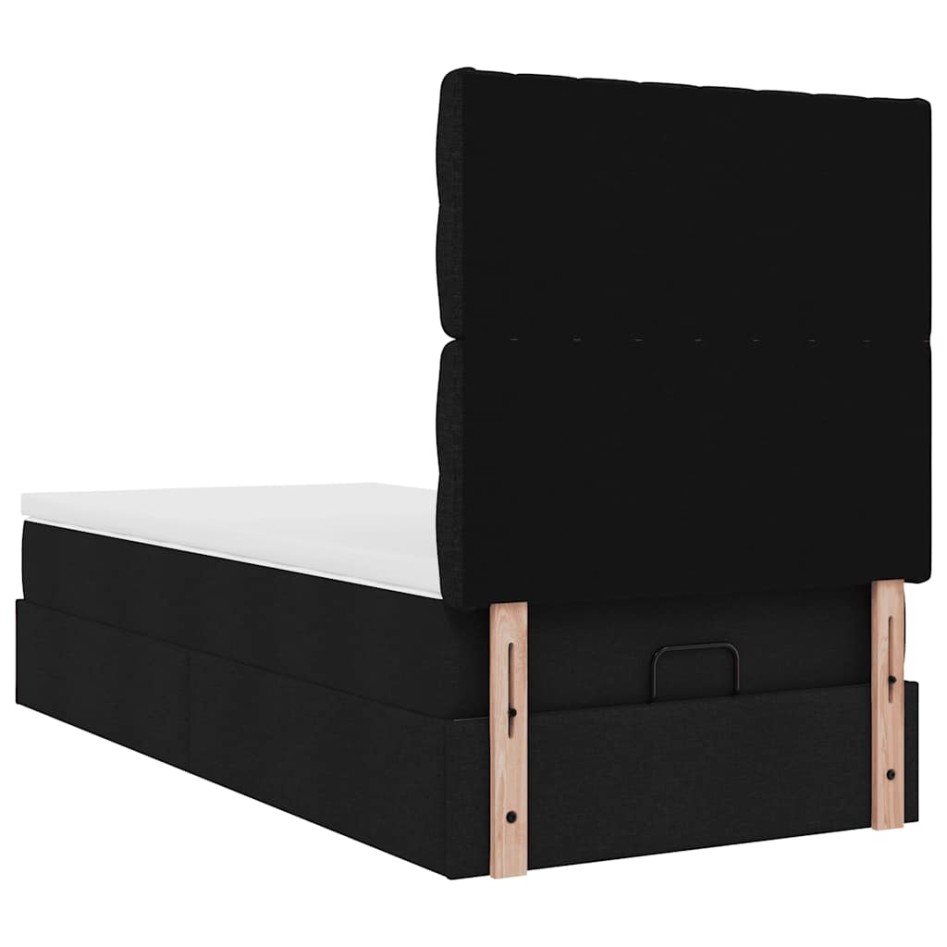 Cama otomana con colchón negra 90x200 cm