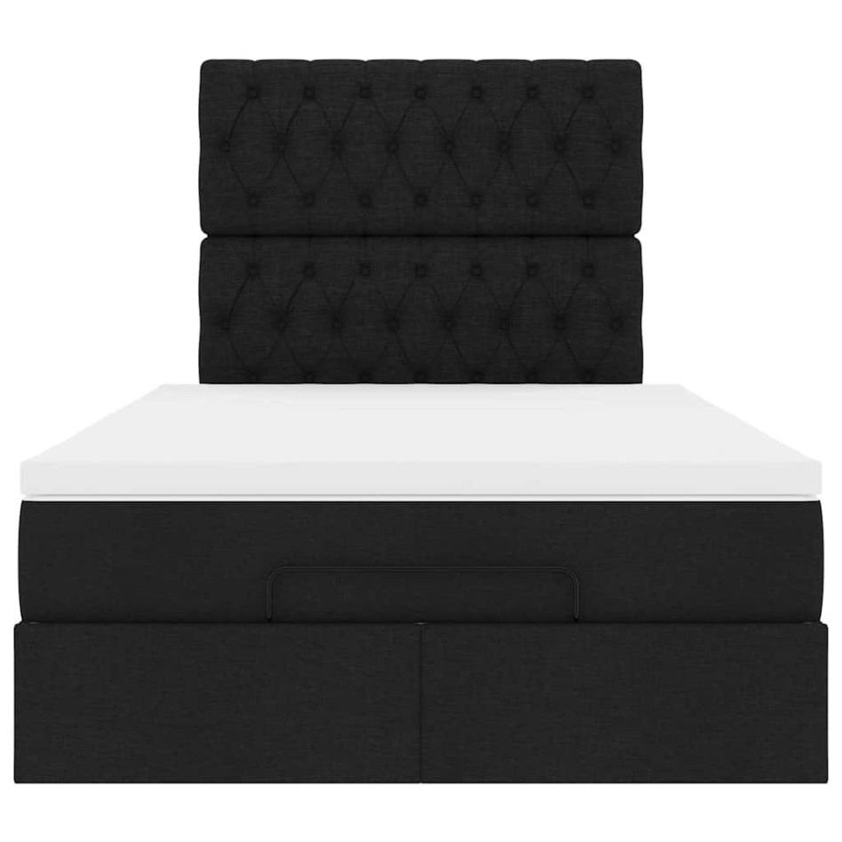 Estructura cama otomana colchón tela negro