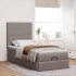 Estructura de cama otomana colchón tela gris pardo