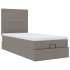 Estructura de cama otomana colchón tela gris pardo