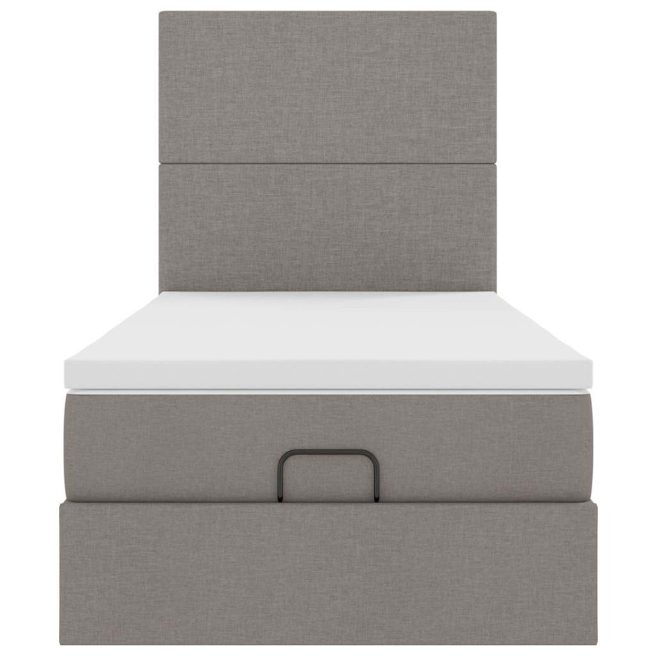 Estructura de cama otomana colchón tela gris pardo