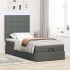 Cama otomana con colchón y LED tela gris oscuro