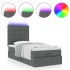 Cama otomana con colchón y LED tela gris oscuro