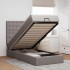 Cama otomana con colchón y luces LED tela gris taupé 90x200