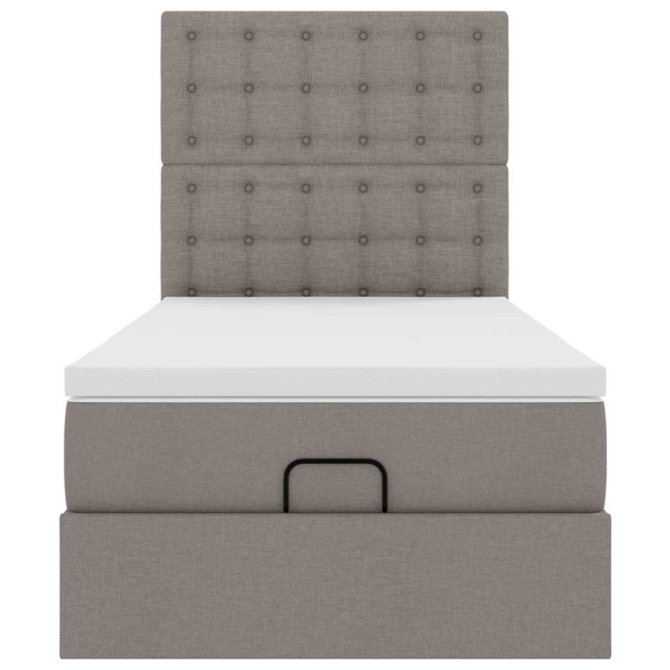 Cama otomana con colchón y luces LED tela gris taupé 90x200