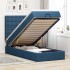 Cama otomana con colchón y luces LED azul 90x200 cm