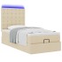 Estructura de cama otomana con colchón tela crema