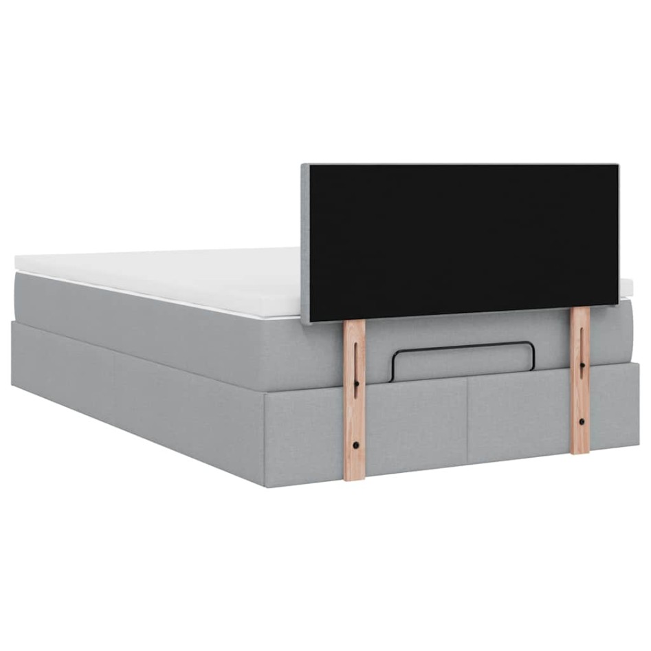 Cama otomana con colchón gris claro 120x200 cm