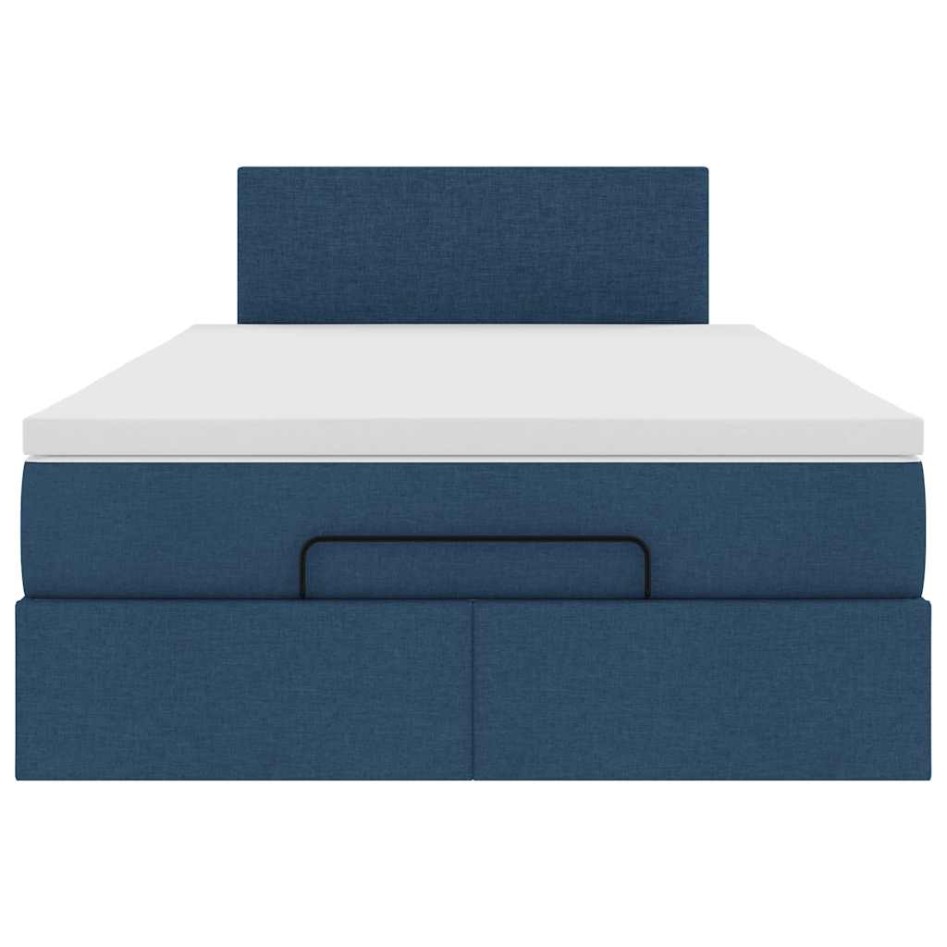 Cama otomana con colchón tela azul 120x200