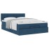 Estructura de cama otomana colchón tela azul pardo