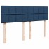 Estructura de cama otomana colchón tela azul pardo
