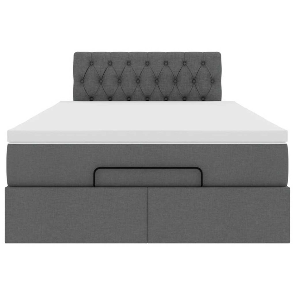 Cama otomana con colchón gris oscuro 120x200 cm