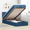 Cama otomana con colchón azul 90x200 cm tela
