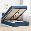 Cama otomana con colchón tela azul 120x200 cm