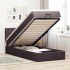 Estructura cama otomana colchón tela marrón oscuro 90x190