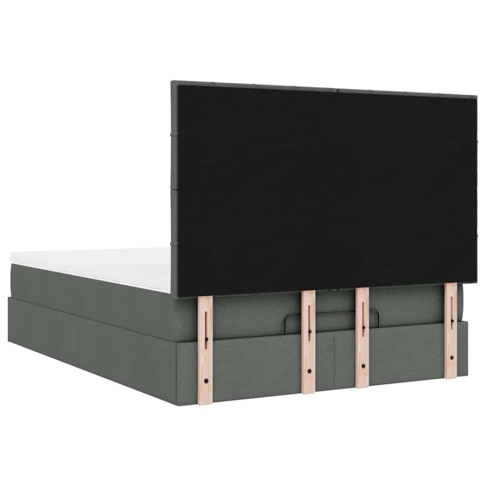 Estructura cama otomana colchón tela gris oscuro