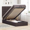 Estructura cama otomana colchón tela marrón oscuro 90x190 cm