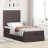Estructura cama otomana colchón tela marrón oscuro 90x190