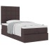 Estructura cama otomana colchón tela marrón oscuro 90x190