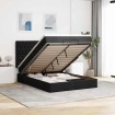 Estructura cama otomana colchón tela negra 140x190 cm