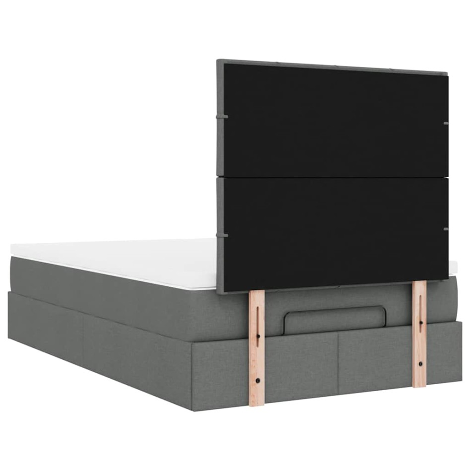 Estructura cama otomana colchón tela gris oscuro