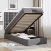 Estructura cama otomana colchón cuero sintético gris 90x200 cm
