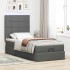 Cama otomana con colchón y LED tela gris oscuro 90x200