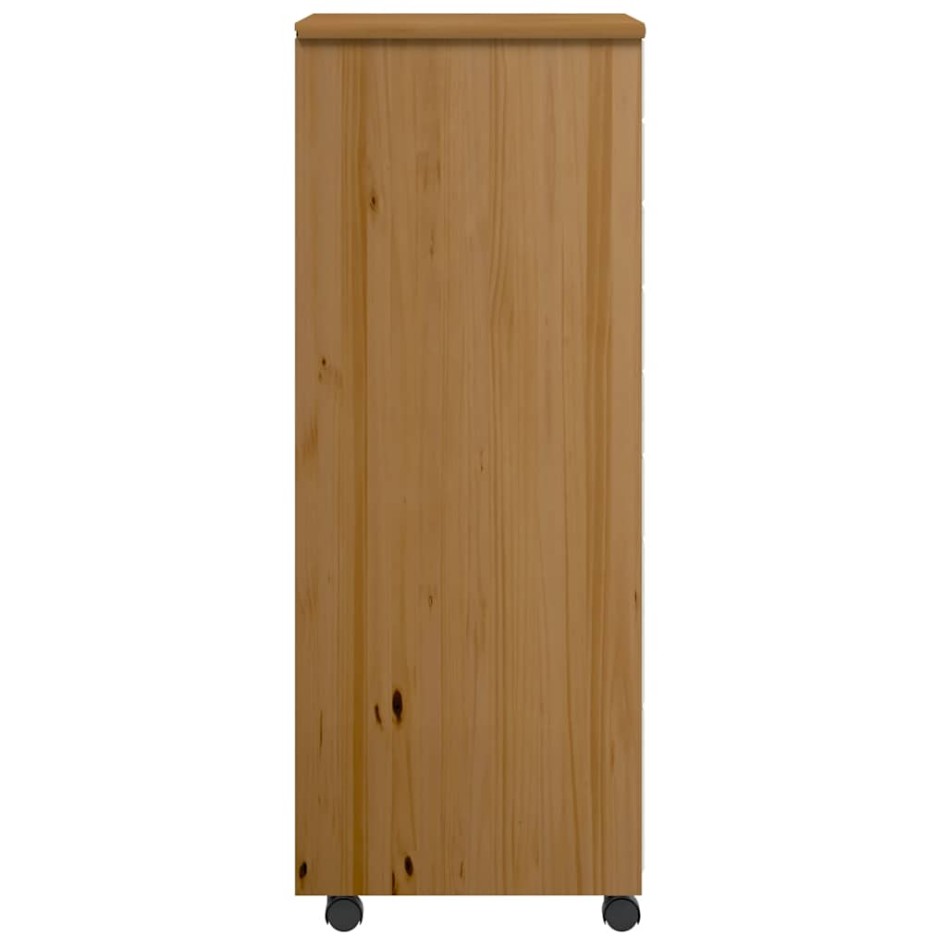 Cajonera con ruedas MOSS madera maciza pino marrón