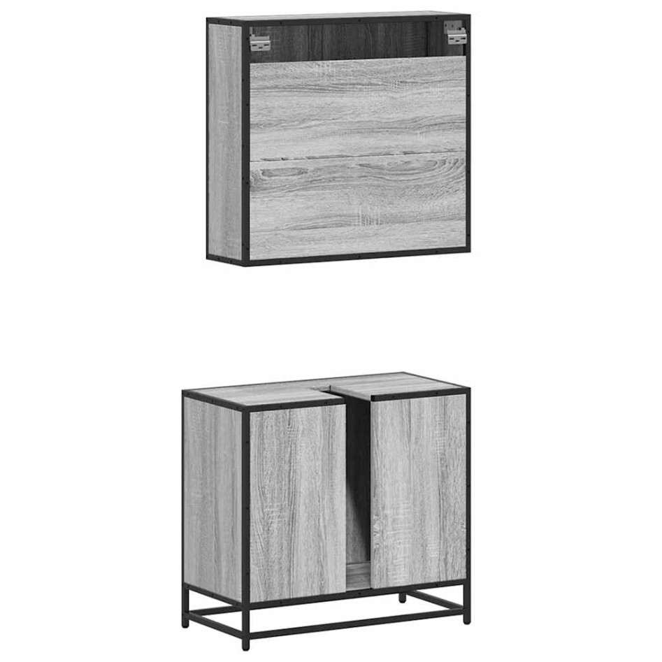 Set de muebles de baño 2 pzas madera contrachapada gris