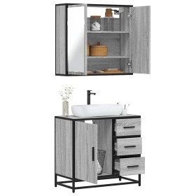 Set de muebles de baño 2 pzas madera contrachapada gris