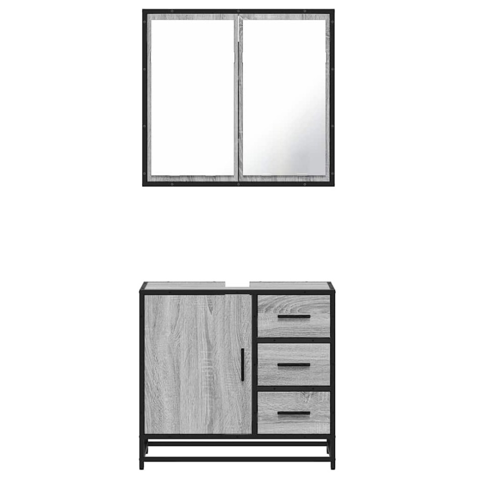 Set de muebles de baño 2 pzas madera contrachapada gris