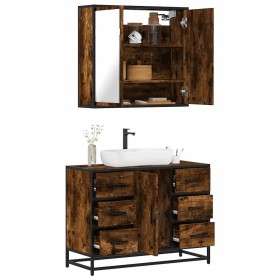 Set de muebles baño 2 pzas madera contrachapada roble