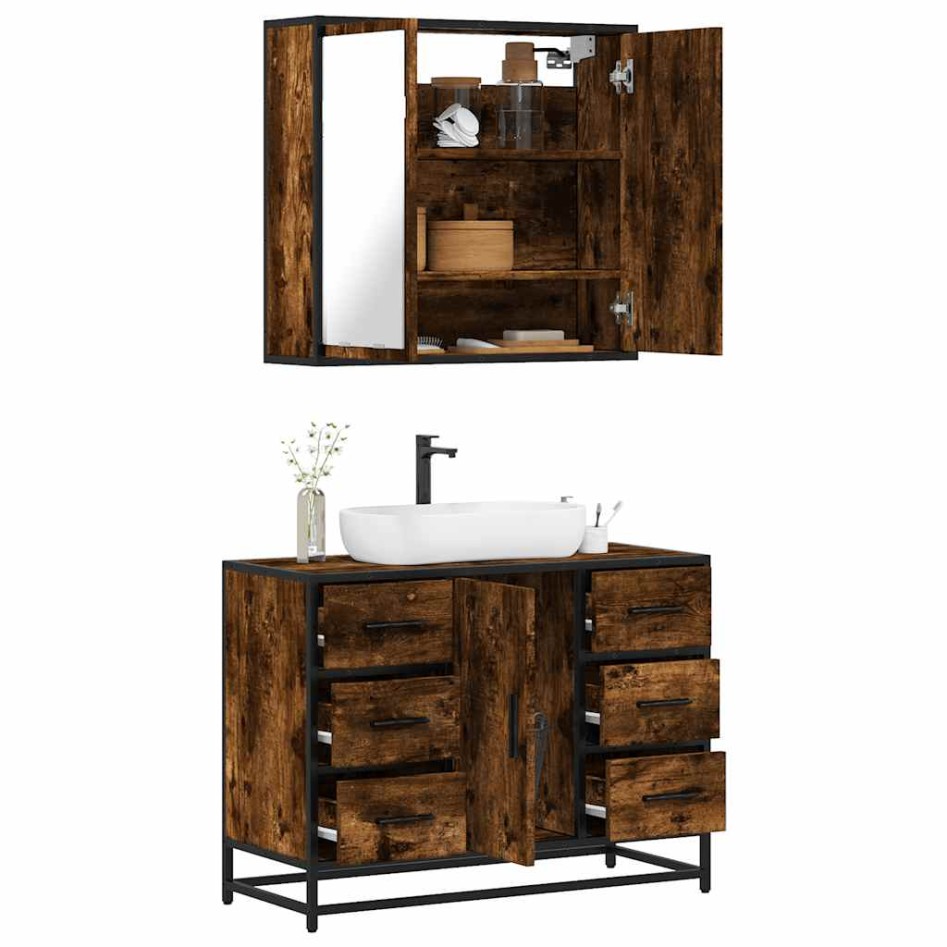 Set de muebles baño 2 pzas madera contrachapada roble