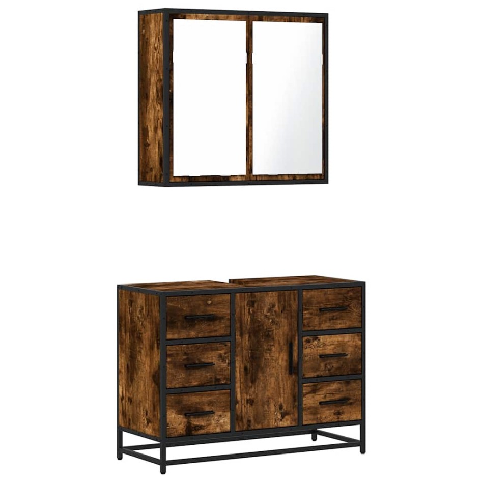 Set de muebles baño 2 pzas madera contrachapada roble