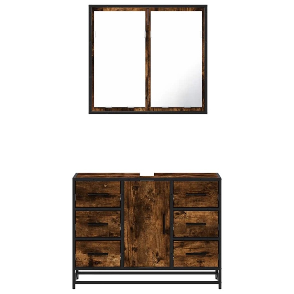 Set de muebles baño 2 pzas madera contrachapada roble