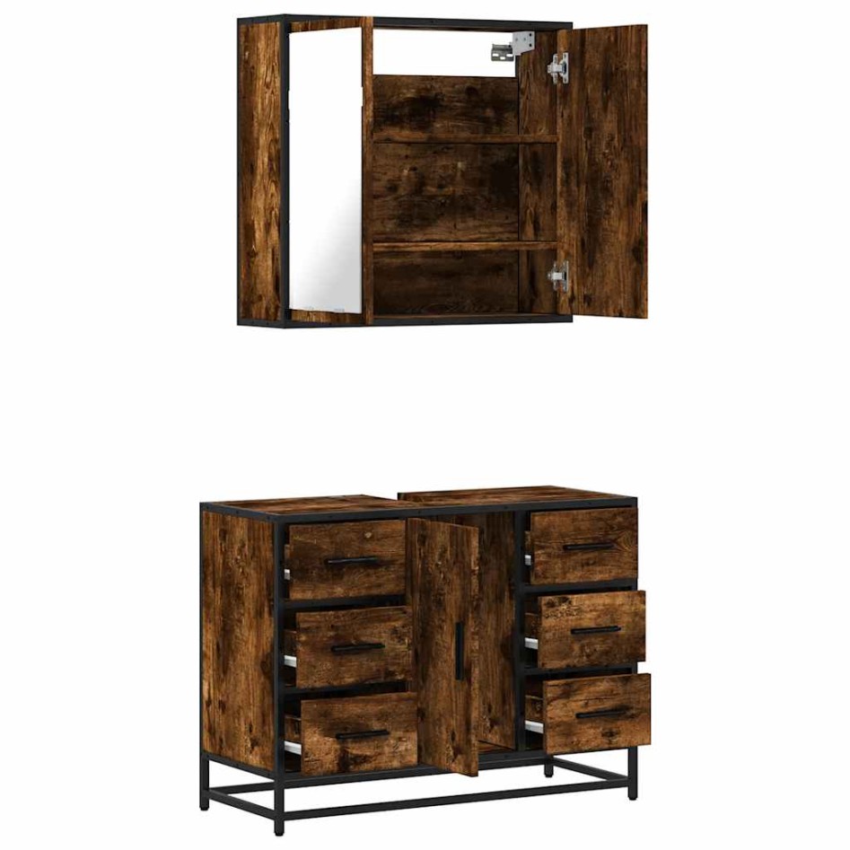 Set de muebles baño 2 pzas madera contrachapada roble