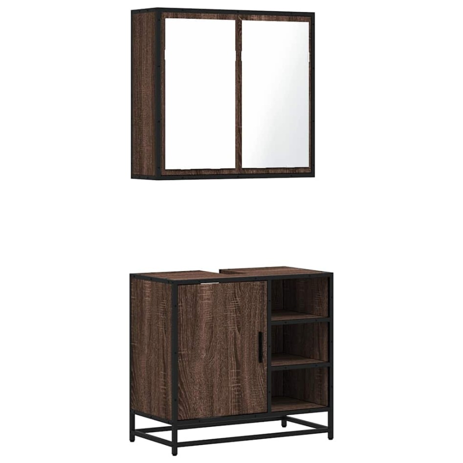 Set de muebles baño 2 pzas madera contrachapada marrón