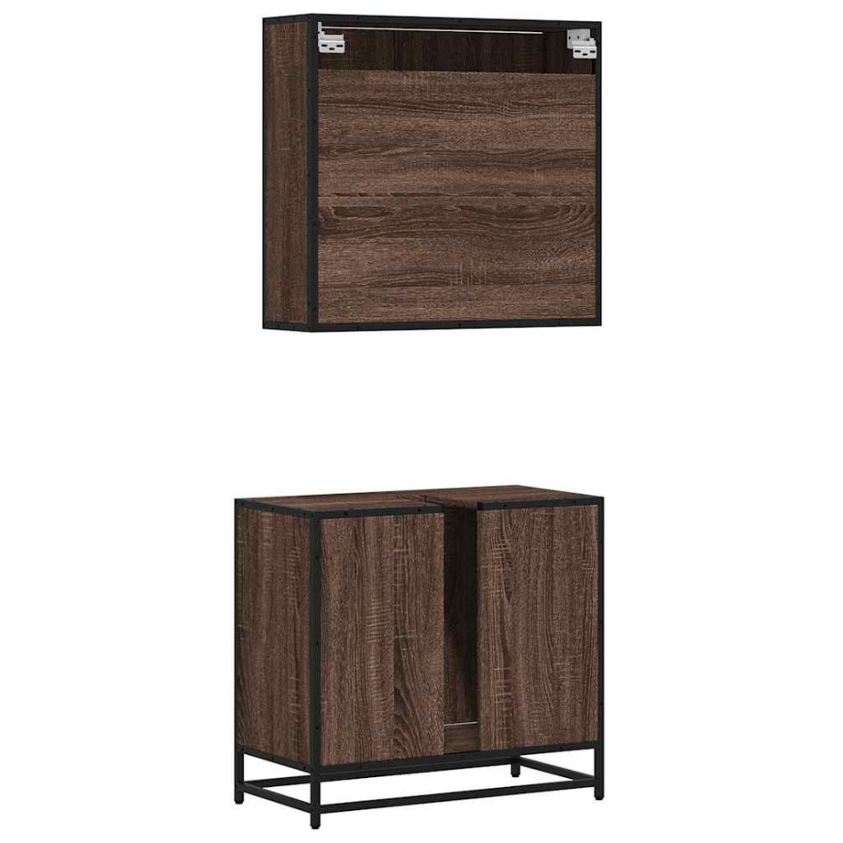 Set de muebles baño 2 pzas madera contrachapada marrón