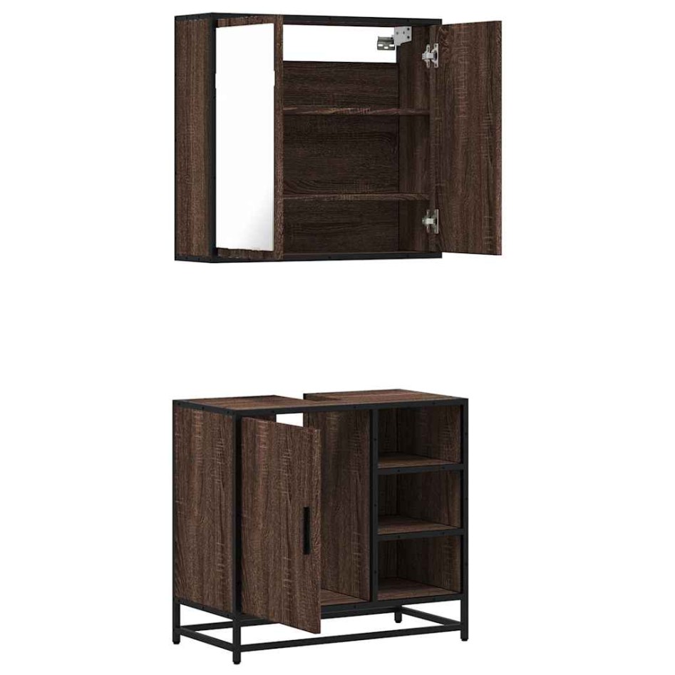 Set de muebles baño 2 pzas madera contrachapada marrón