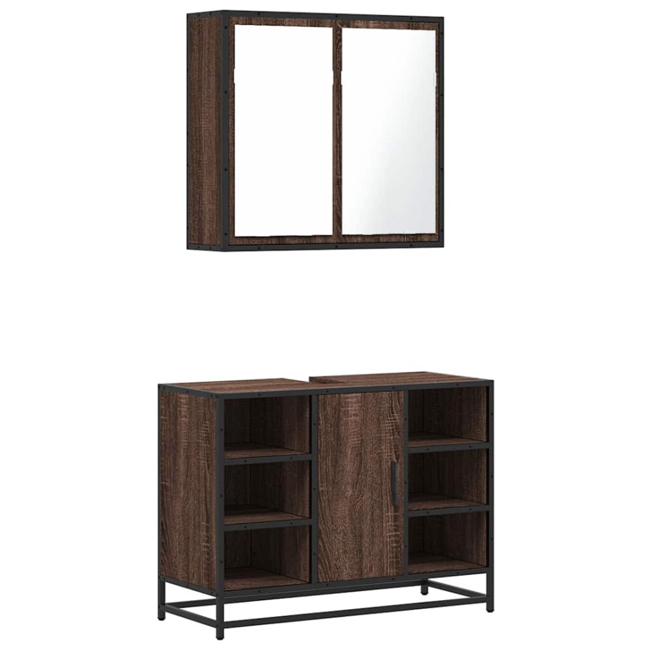 Set de muebles baño 2 pzas madera contrachapada marrón
