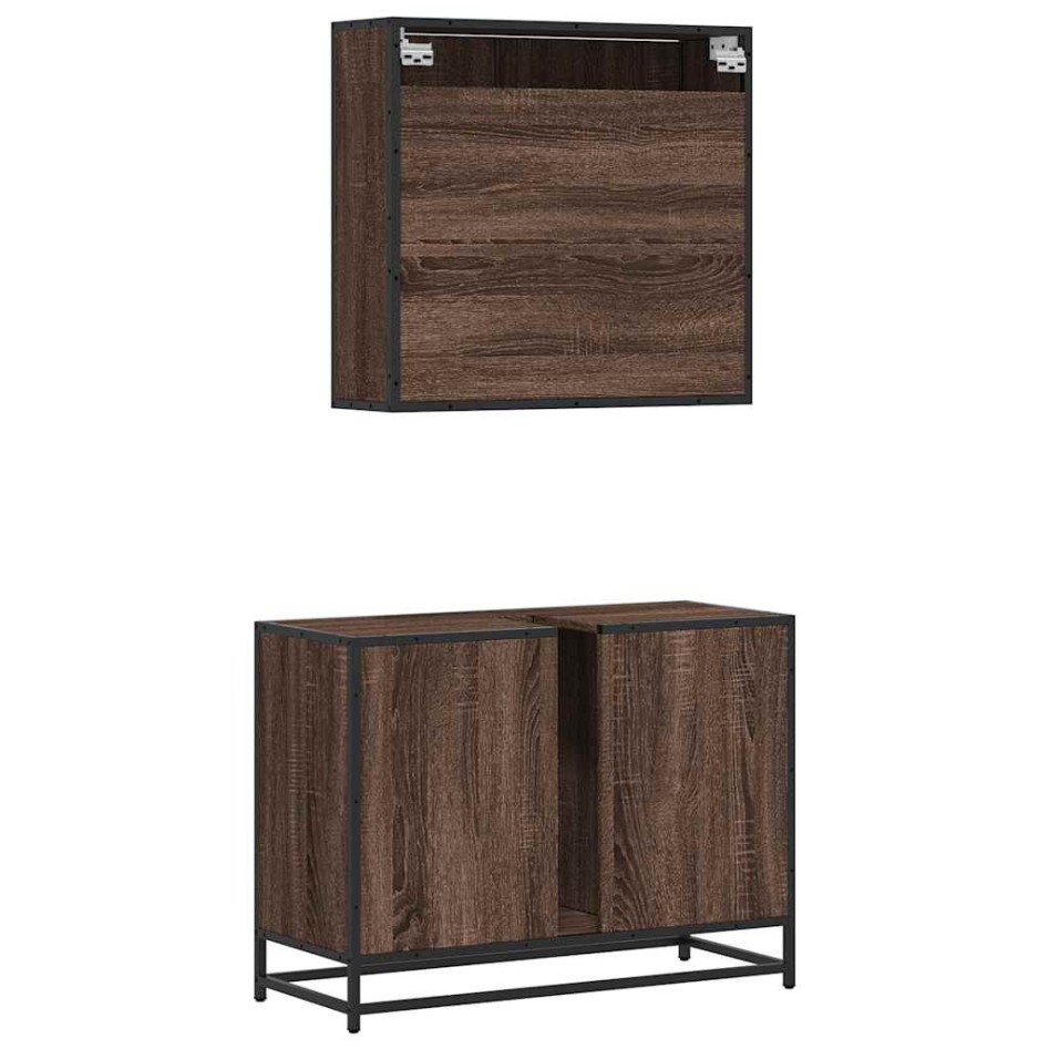 Set de muebles baño 2 pzas madera contrachapada marrón