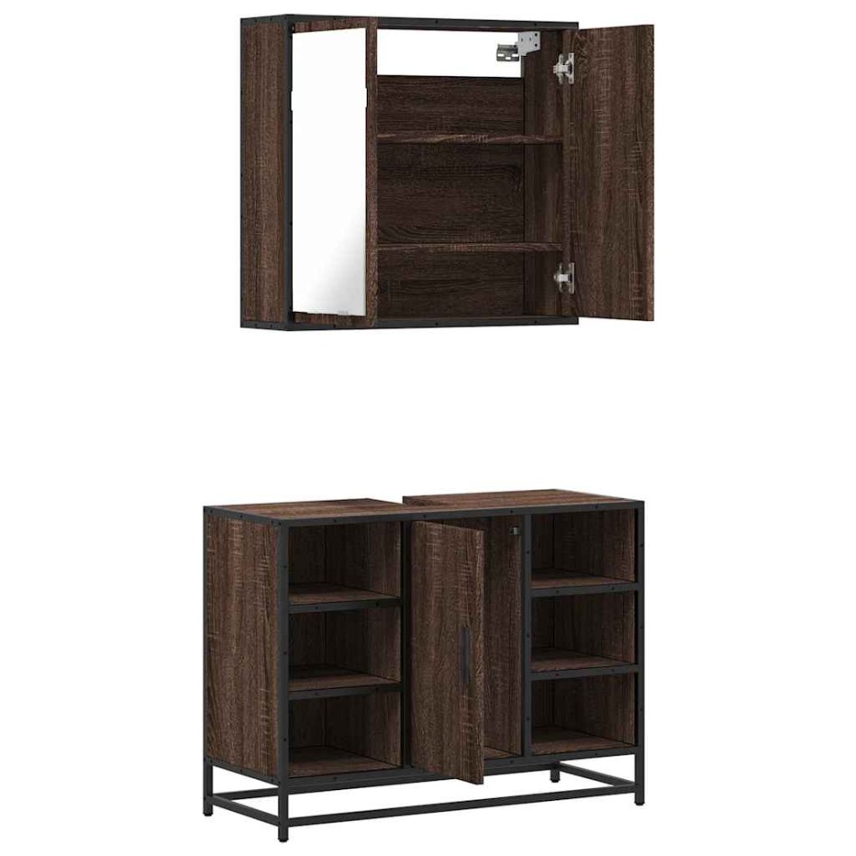 Set de muebles baño 2 pzas madera contrachapada marrón