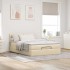 Cama otomana con colchón de tela color crema 140x200