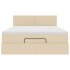 Cama otomana con colchón de tela color crema 140x200